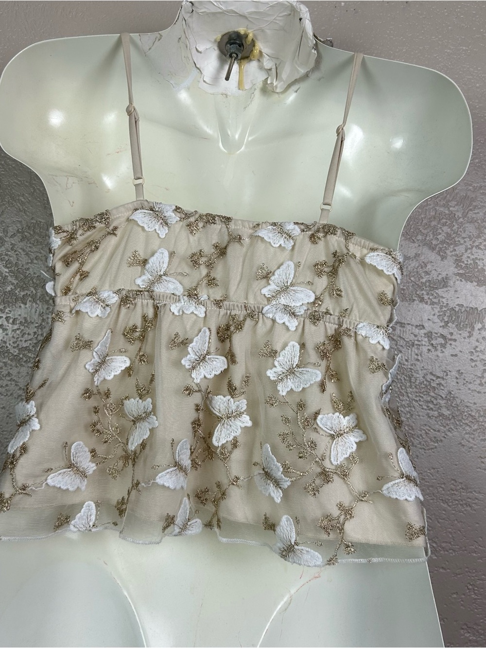 Choose 5 for $30 Beige Butterfly Embroidered Lace Camisole - Picture 9 of 13